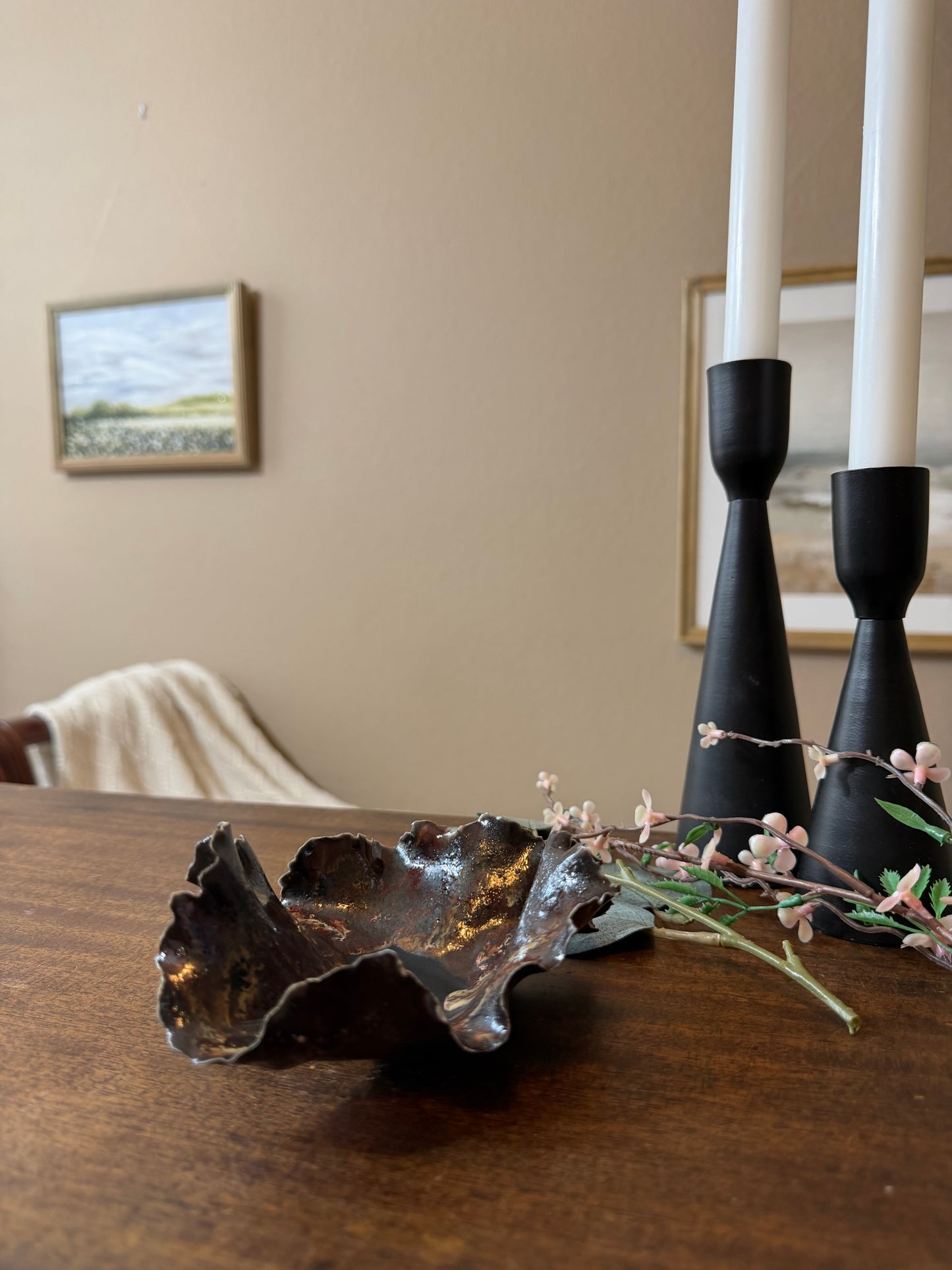 Porcelain River Rock Bowl: Handcrafted Trinket Dish