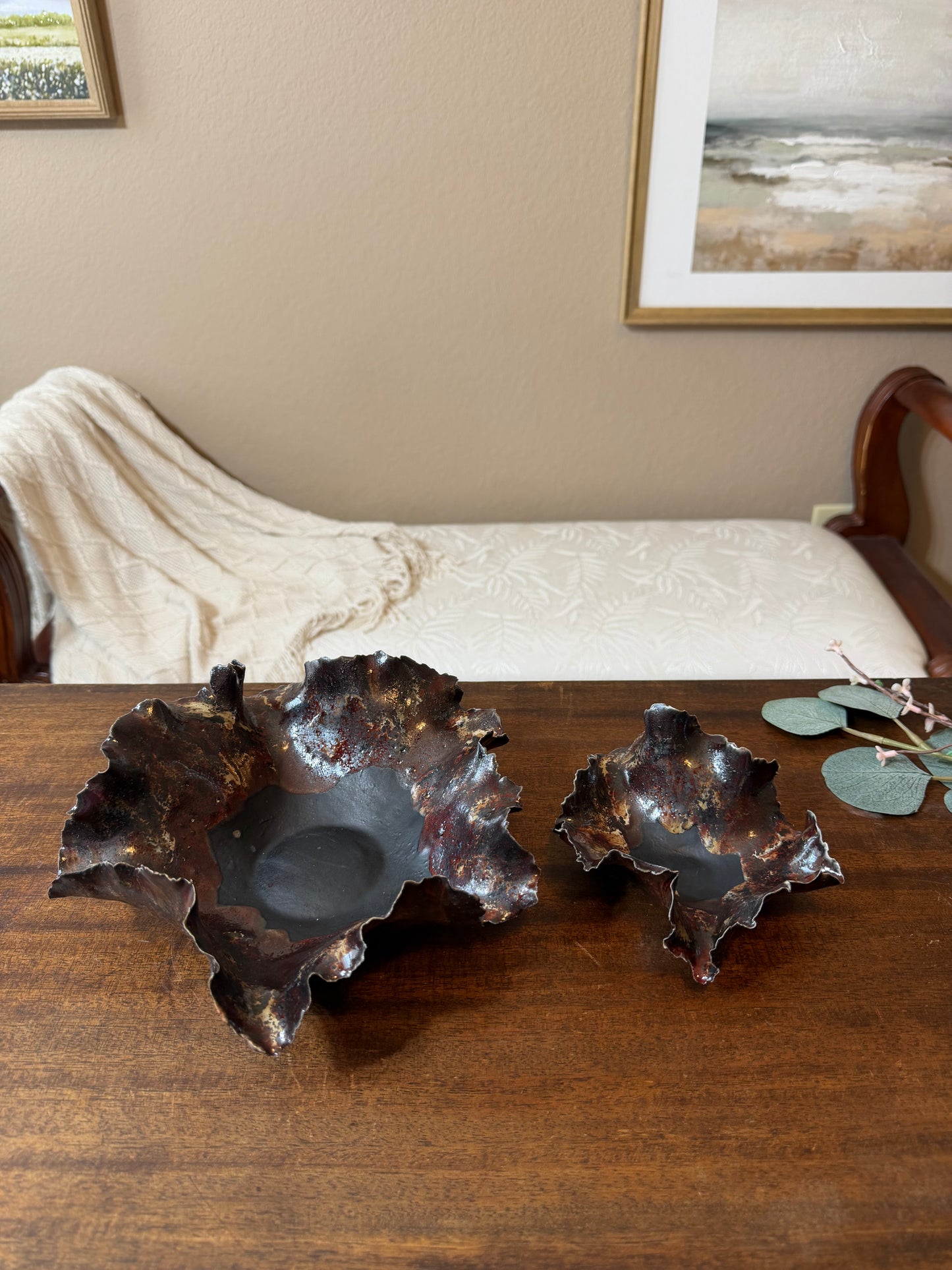 Porcelain River Rock Bowl: Handcrafted Trinket Dish