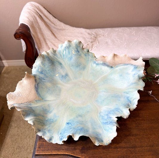 Tidal Confluence – Large Porcelain Coastal Sculpture Bowl | Handmade Ocean-Inspired Ceramic Centerpiece