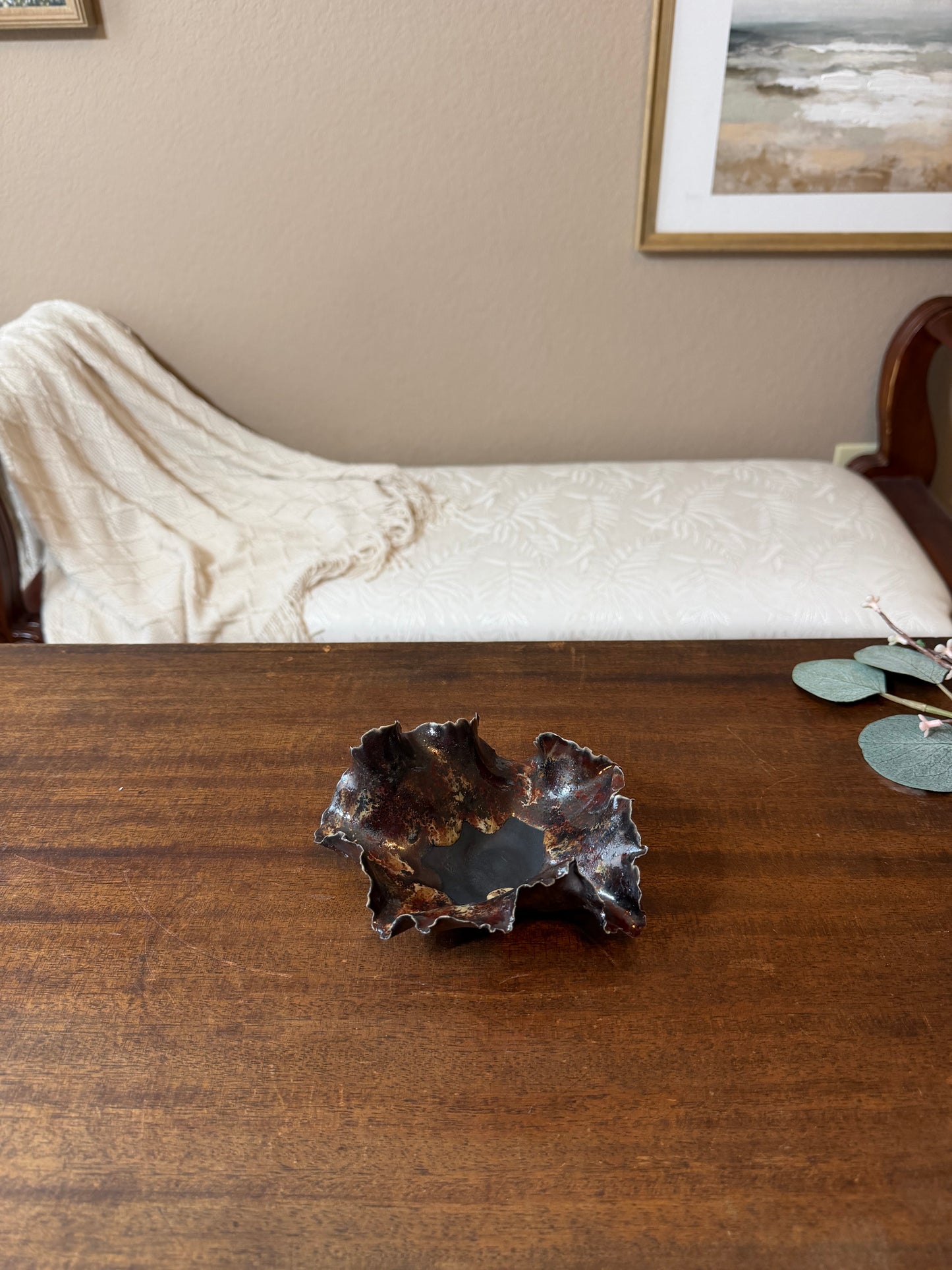 Porcelain River Rock Bowl: Handcrafted Trinket Dish