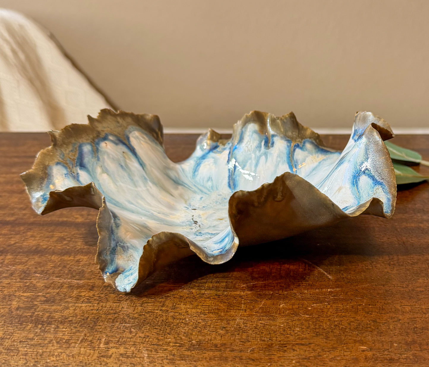 Tidal Series: Seafoam Break - Hand-Sculpted Porcelain Beach Bowl