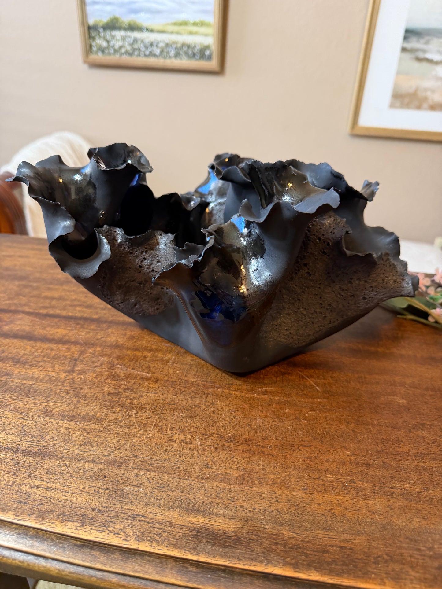 Tidal Series: Midnight Surge - Hand-Sculpted Porcelain Wave