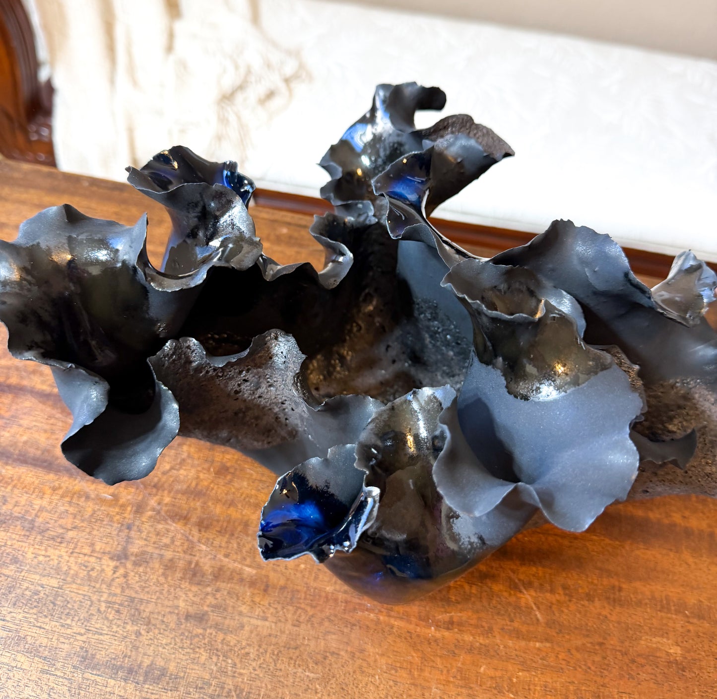 Tidal Series: Midnight Surge - Hand-Sculpted Porcelain Wave