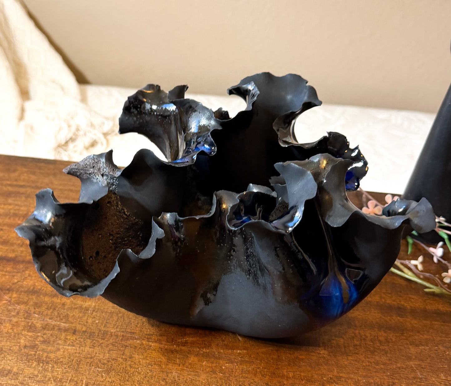 Tidal Series: Midnight Surge - Hand-Sculpted Porcelain Wave