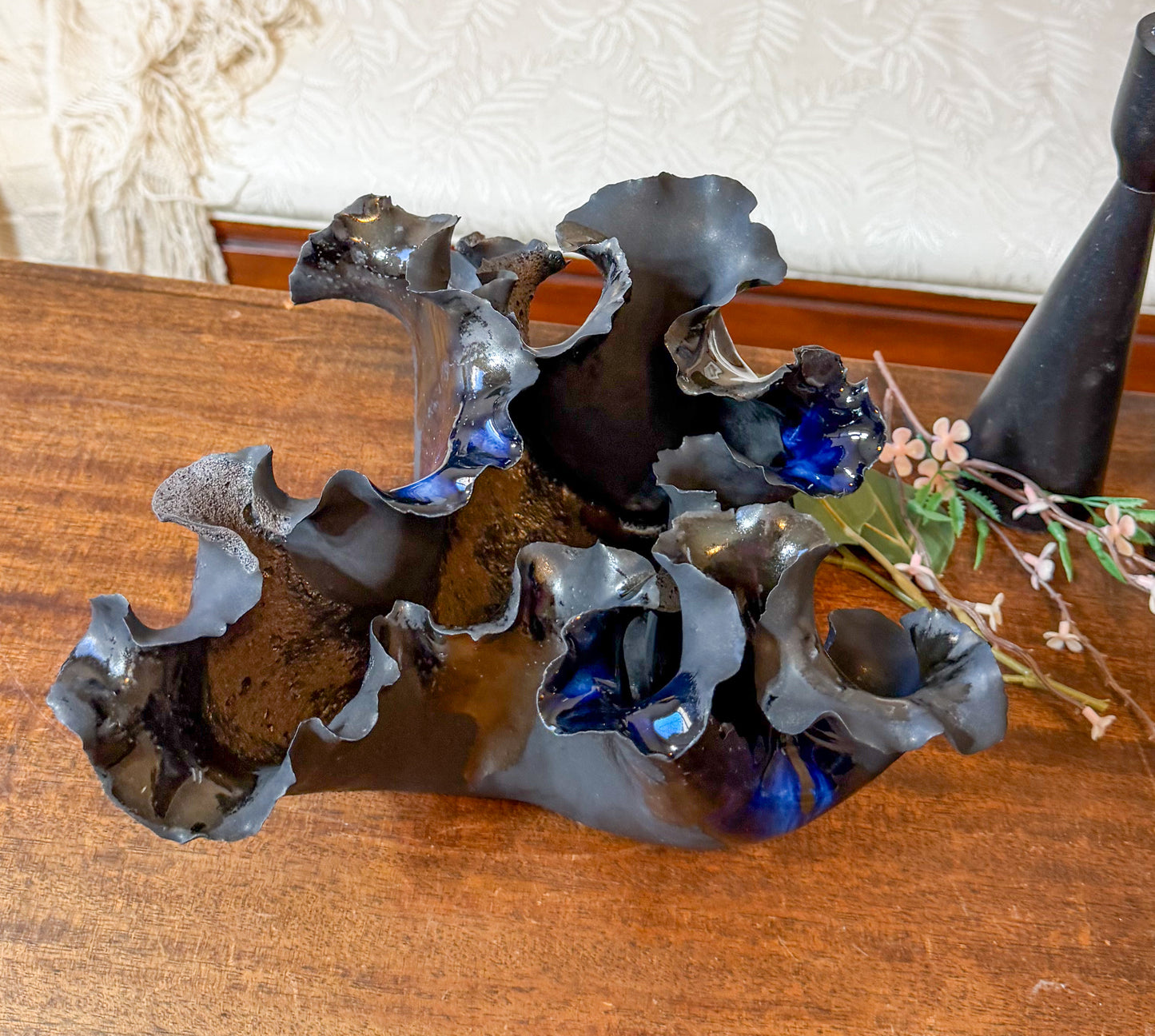 Tidal Series: Midnight Surge - Hand-Sculpted Porcelain Wave