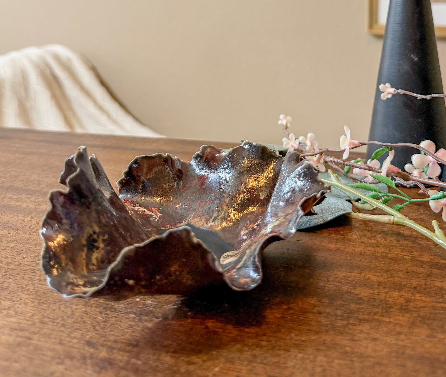 Porcelain River Rock Bowl: Handcrafted Trinket Dish