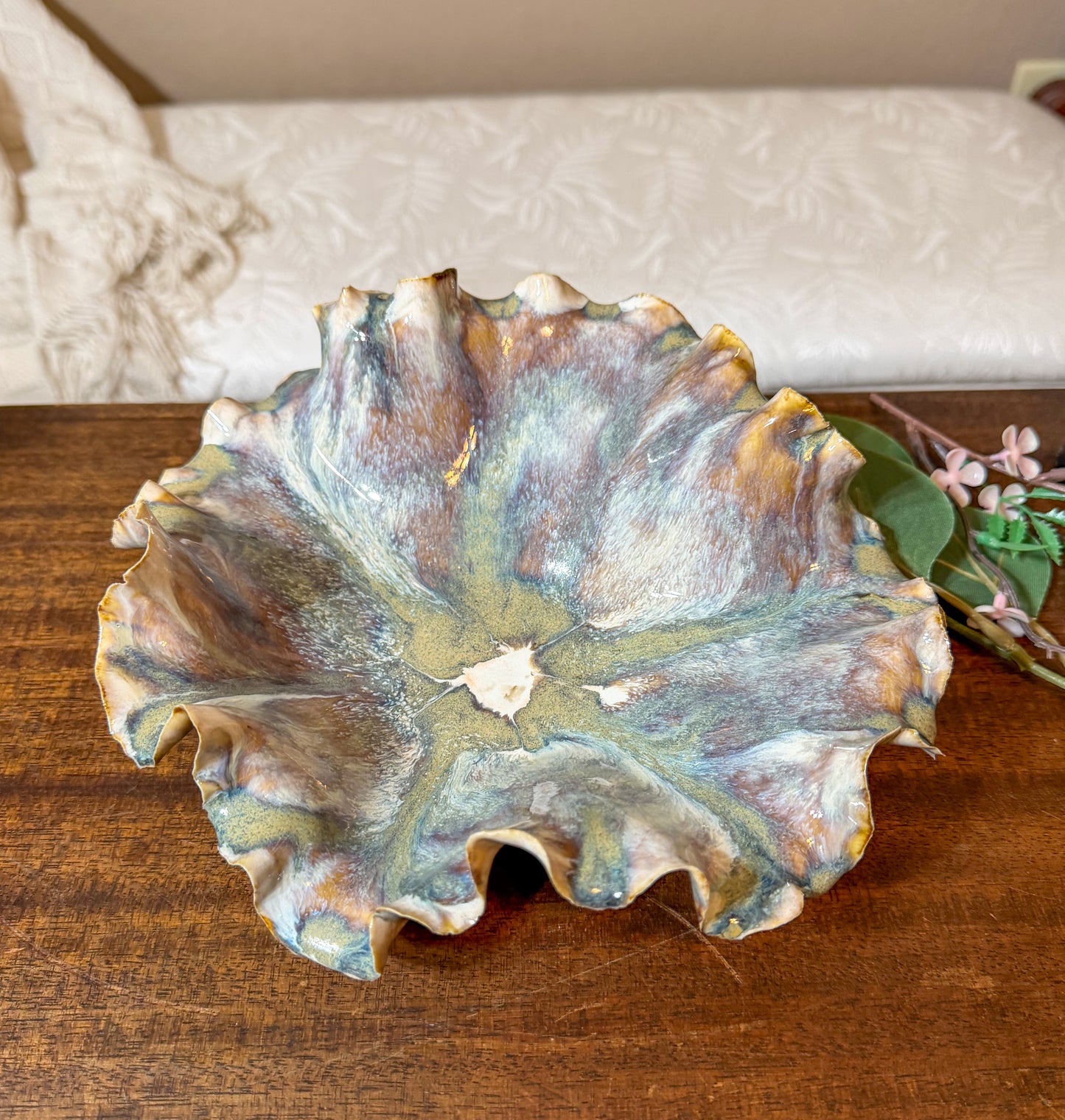 Ancient Current: Handmade Porcelain Bowl, One of a Kind Coastal Decor