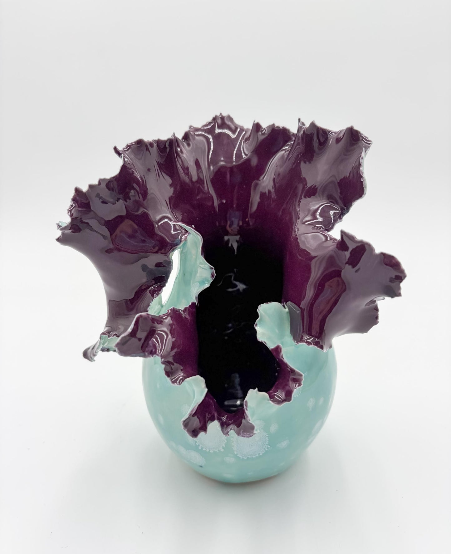 Handcrafted Porcelain Burst Vessel – Ceramic Flower Sculpture