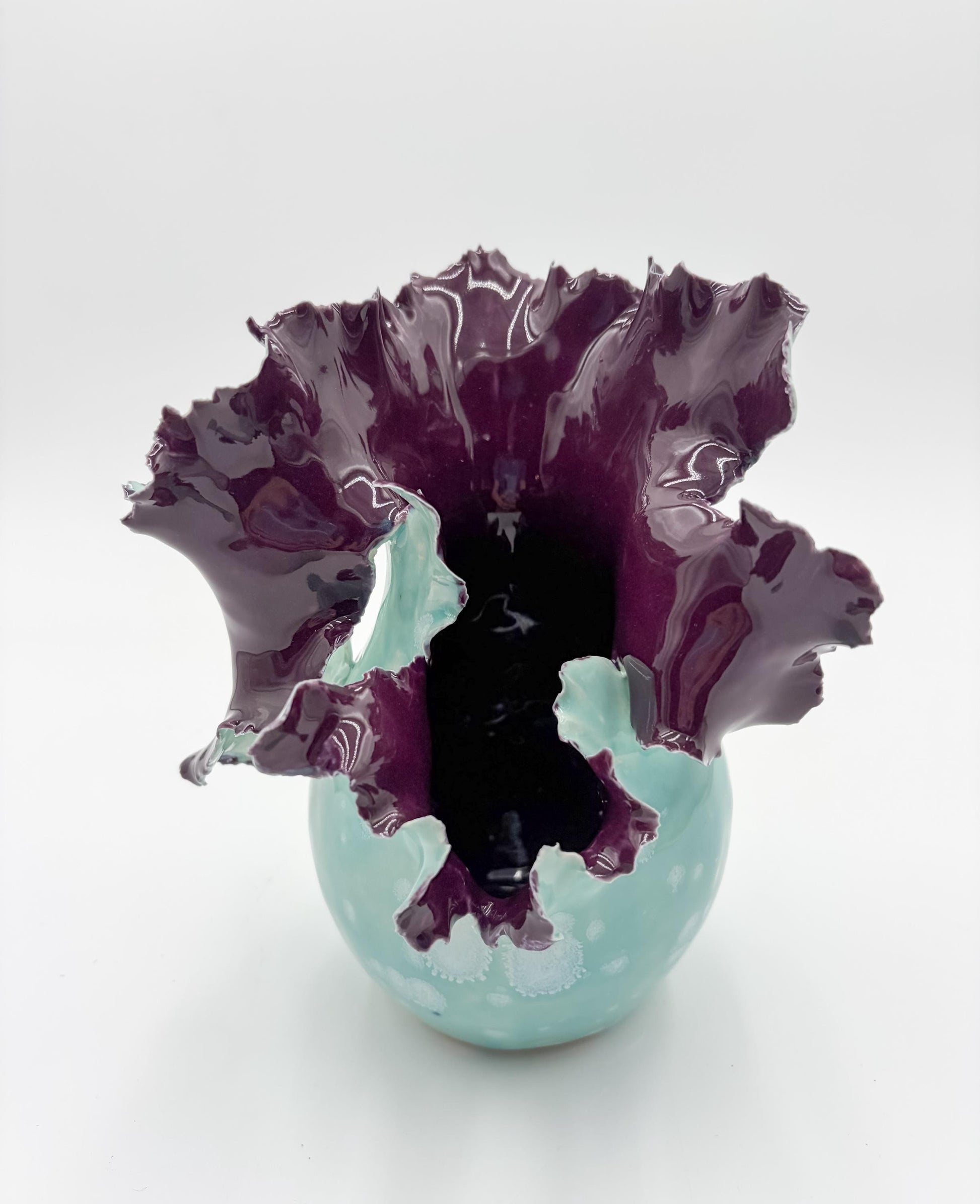 Handcrafted Porcelain Burst Vessel – Ceramic Flower Sculpture