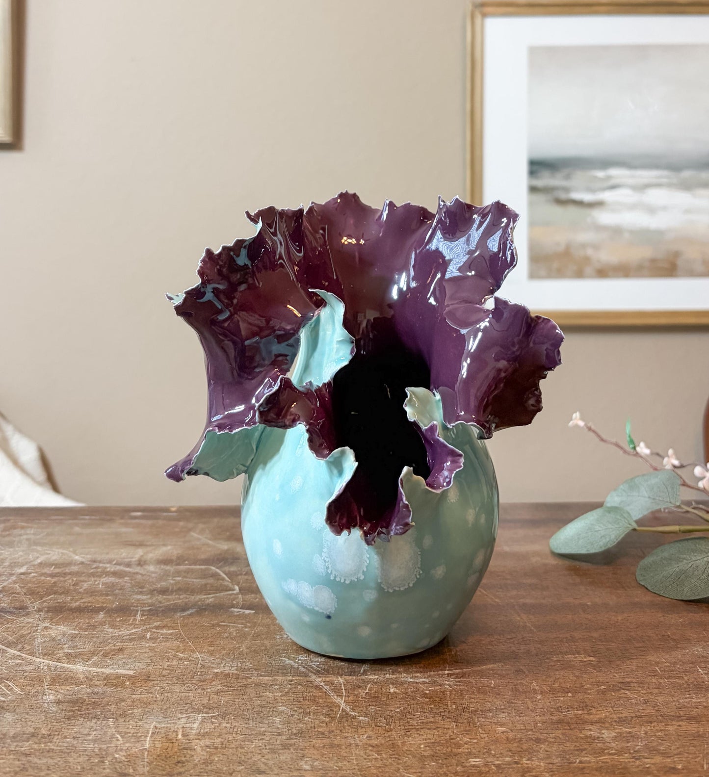Handcrafted Porcelain Burst Vessel – Ceramic Flower Sculpture