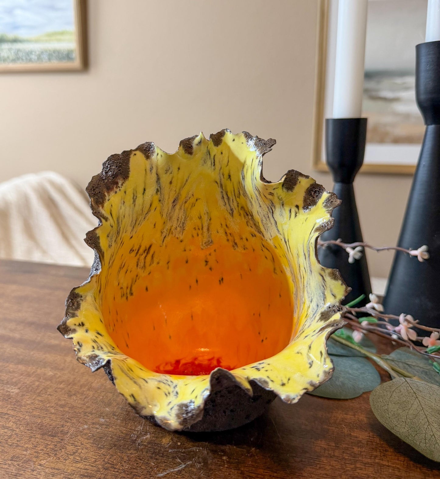 Handcrafted Porcelain Lava Flower Sculpture