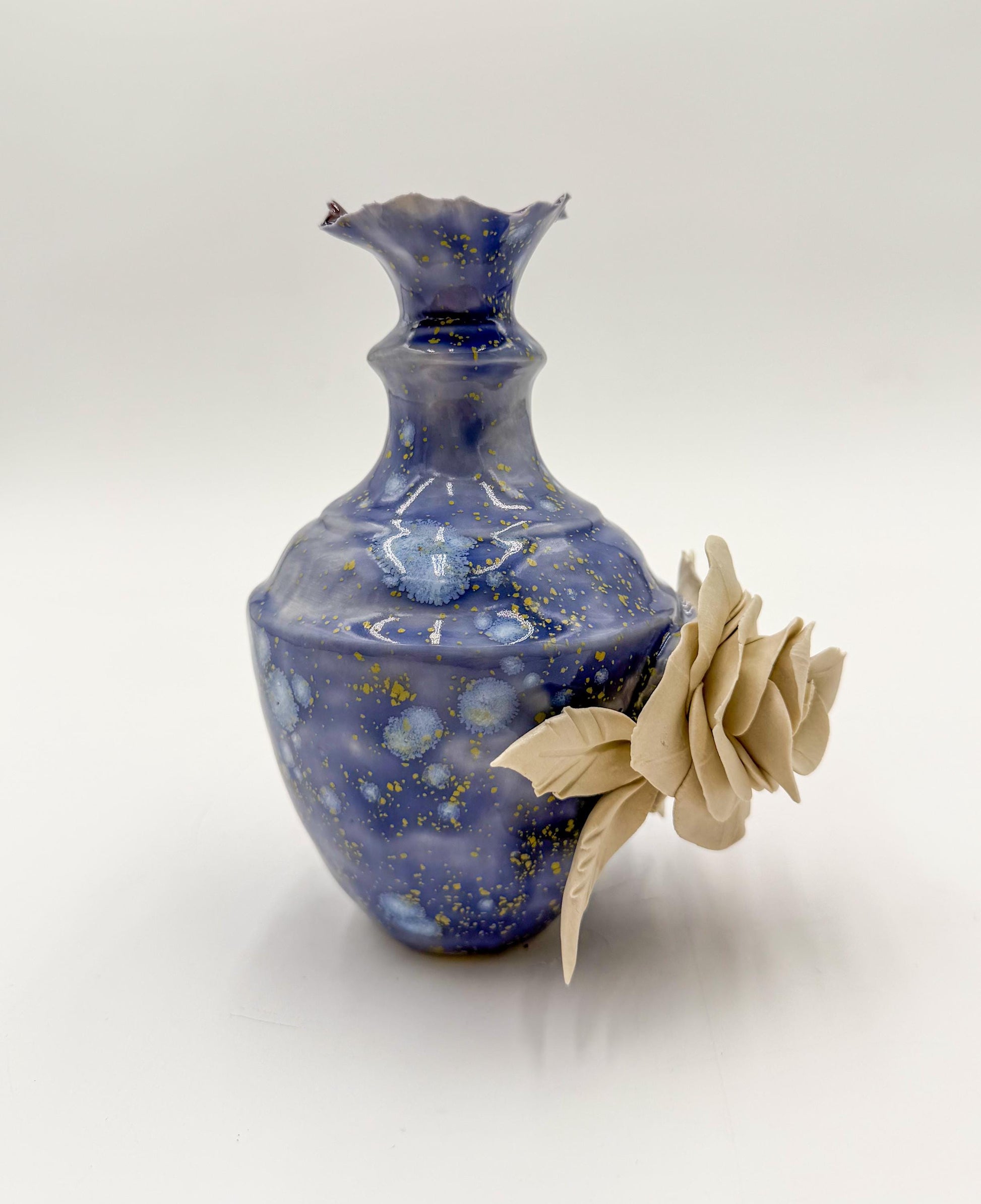 Handmade Porcelain Rose Vase: Small Ceramic Pottery Gift