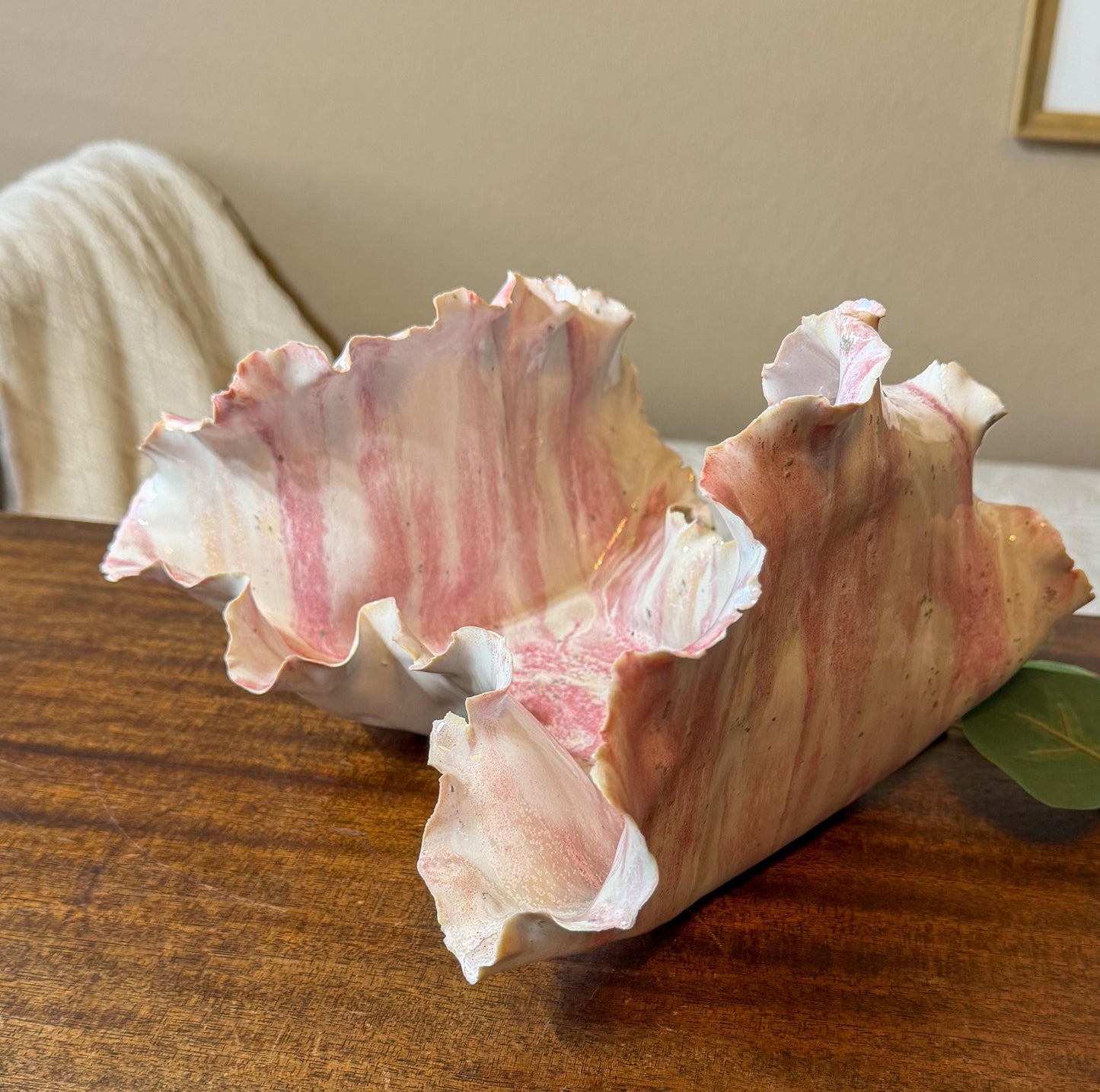 Blushing Crest – Handmade Porcelain Wave Sculpture | Tidal Bloom Series