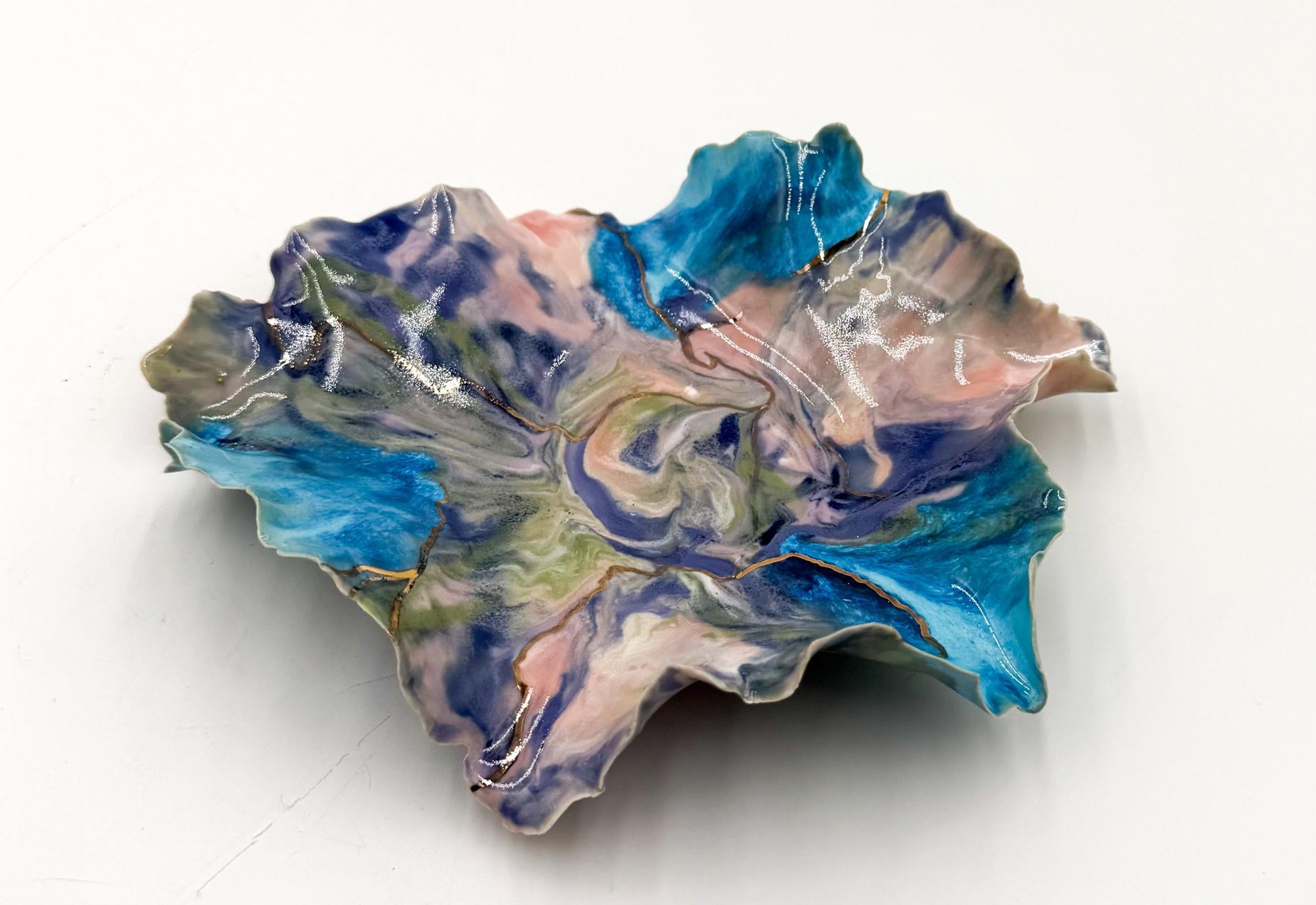 Drift of Light | Handmade Porcelain Sculptural Vessel with Gold Luster