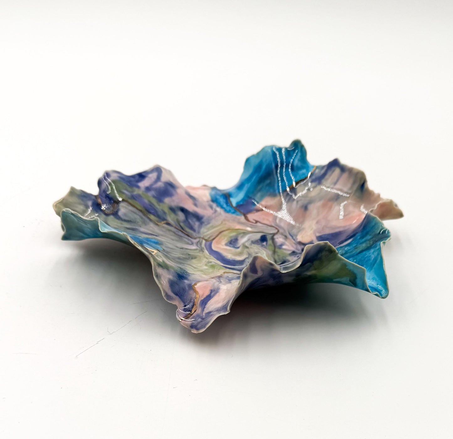 Drift of Light | Handmade Porcelain Sculptural Vessel with Gold Luster