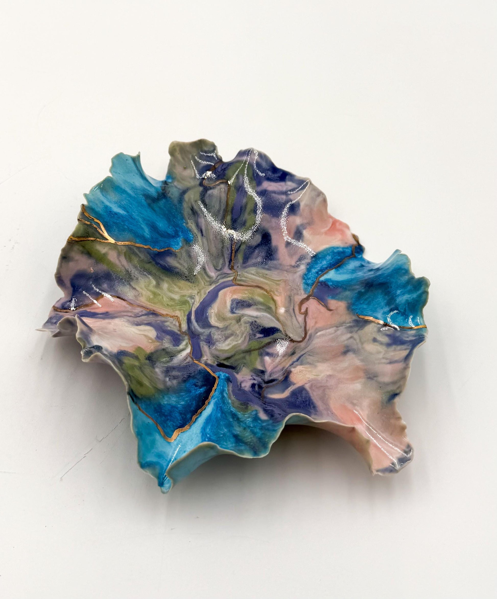 Drift of Light | Handmade Porcelain Sculptural Vessel with Gold Luster