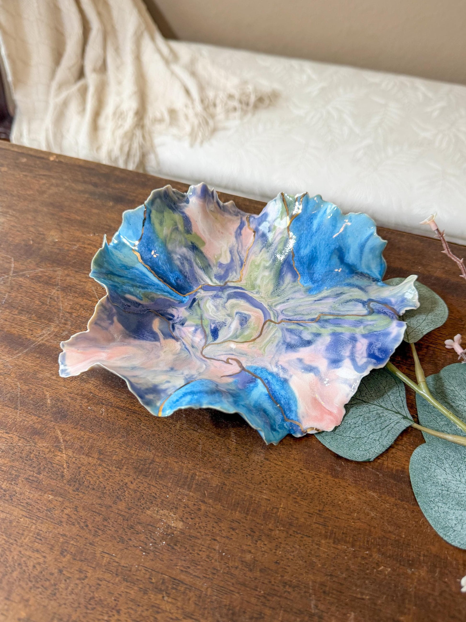 Drift of Light | Handmade Porcelain Sculptural Vessel with Gold Luster
