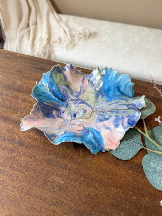 Drift of Light | Handmade Porcelain Sculptural Vessel with Gold Luster
