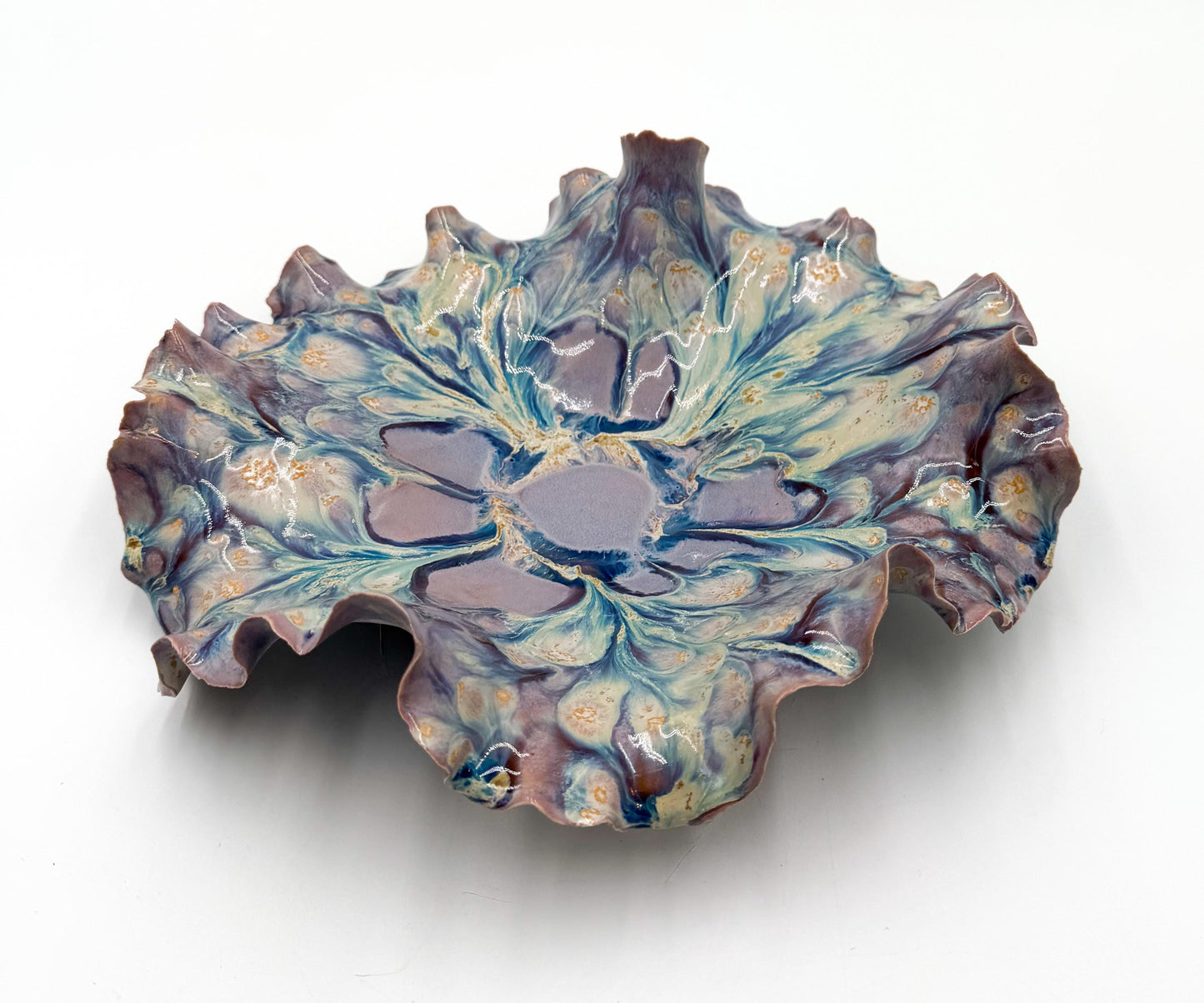 Opaline Tide Bloom – Handmade Iridescent Porcelain Sculptural Bowl