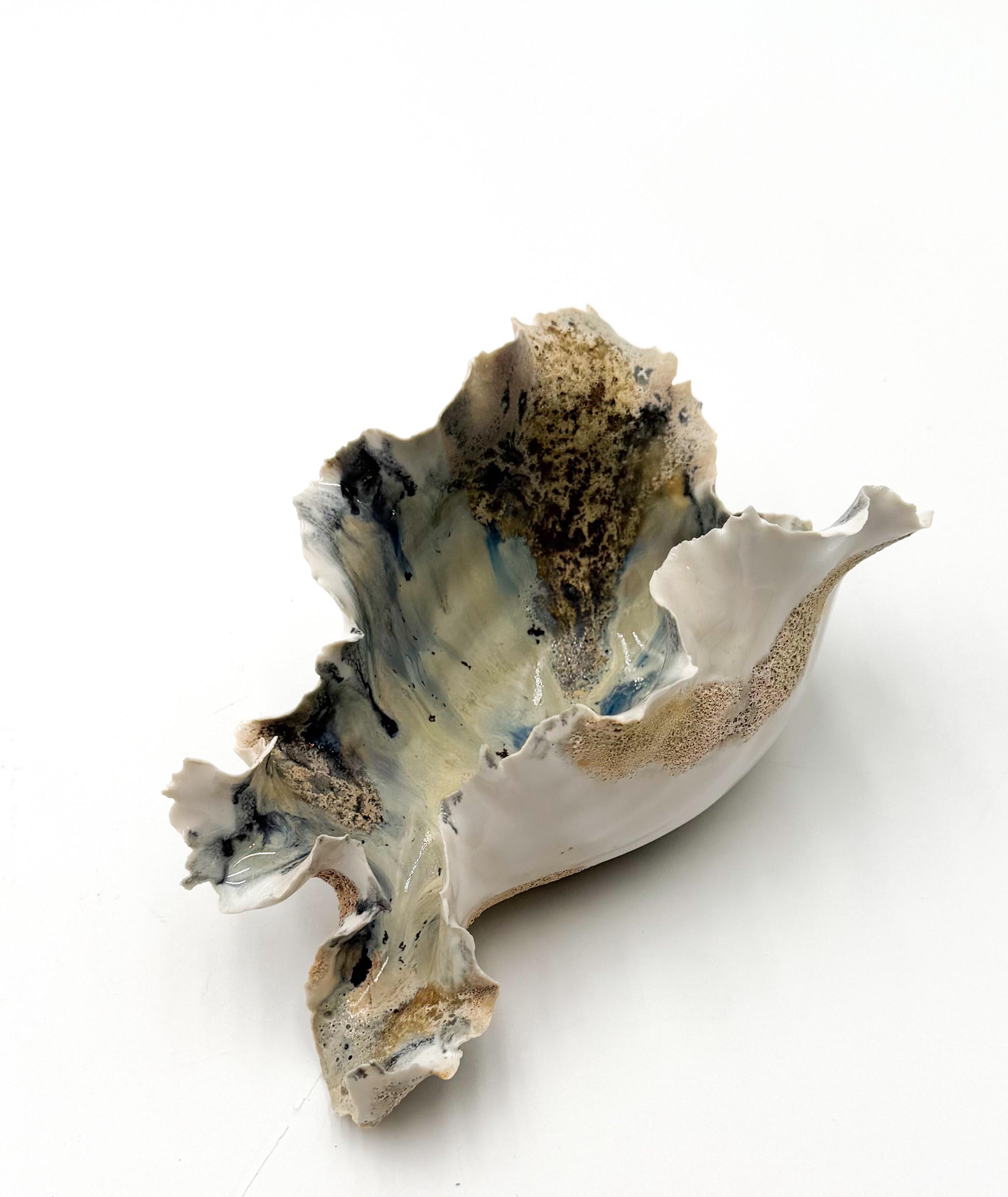 Calcified Current – Hand-Sculpted Porcelain Sculptural Bowl | One-of-a-Kind Ocean-Inspired Ceramic Art
