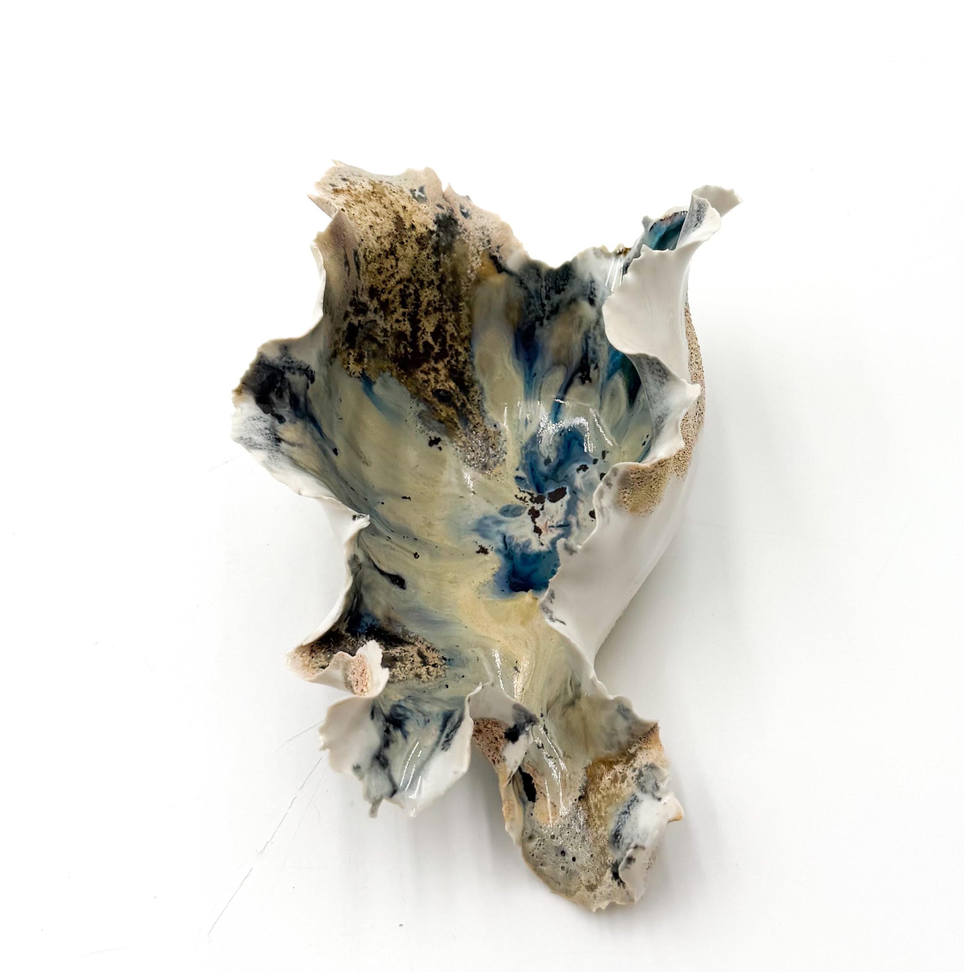 Calcified Current – Hand-Sculpted Porcelain Sculptural Bowl | One-of-a-Kind Ocean-Inspired Ceramic Art