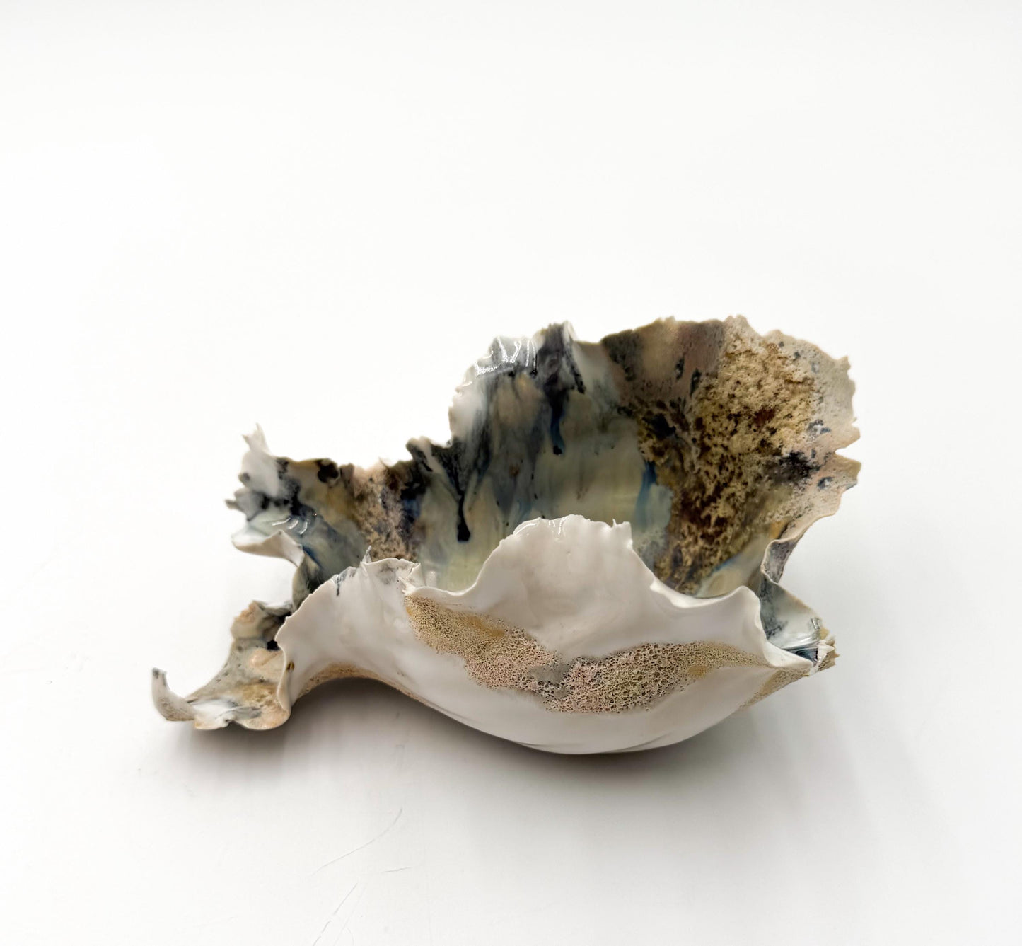 Calcified Current – Hand-Sculpted Porcelain Sculptural Bowl | One-of-a-Kind Ocean-Inspired Ceramic Art