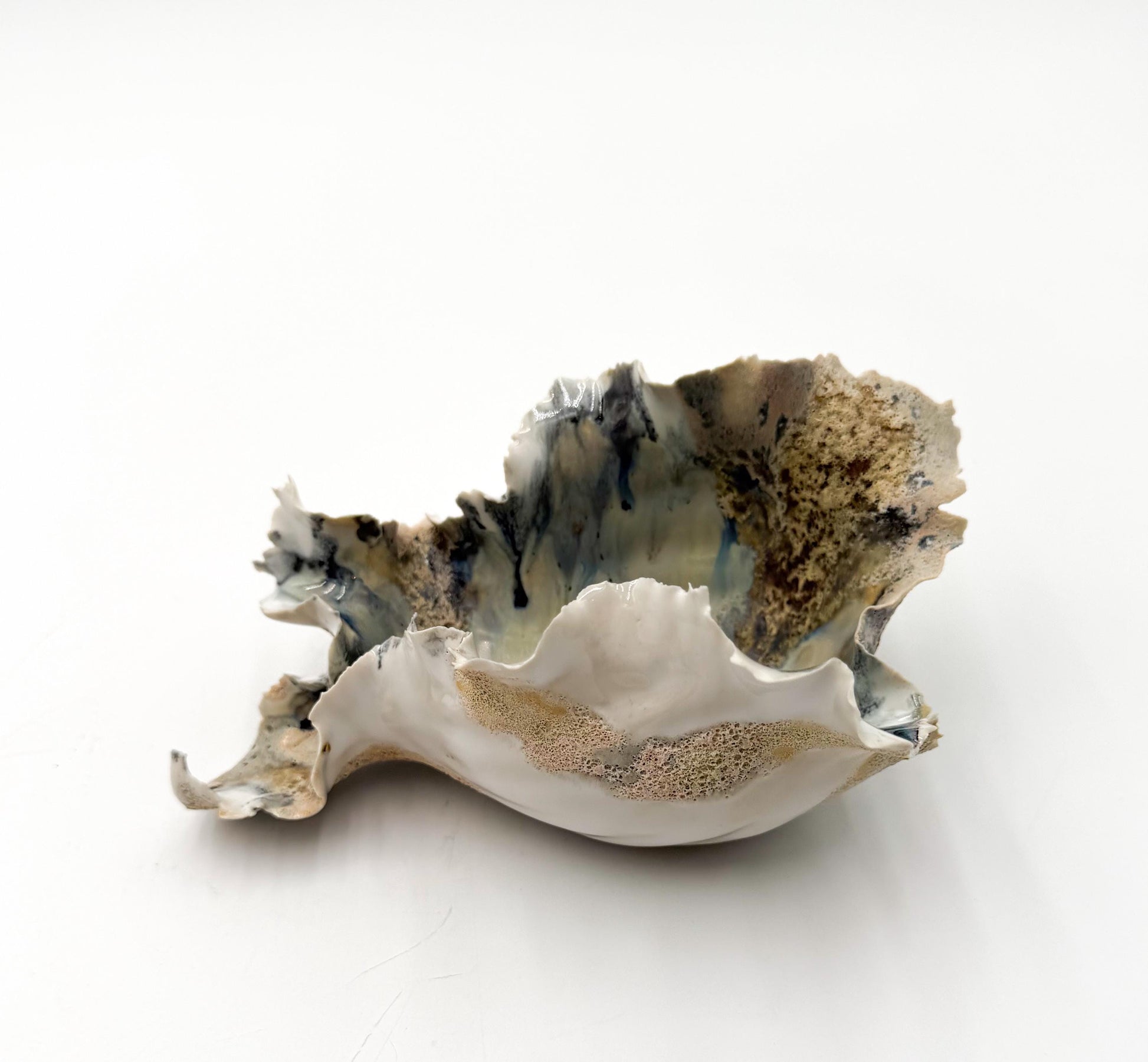 Calcified Current – Hand-Sculpted Porcelain Sculptural Bowl | One-of-a-Kind Ocean-Inspired Ceramic Art