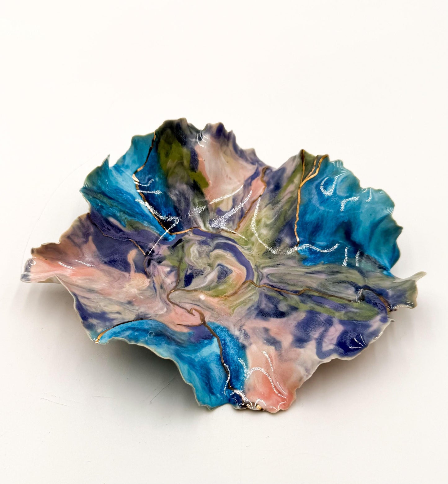 Drift of Light | Handmade Porcelain Sculptural Vessel with Gold Luster