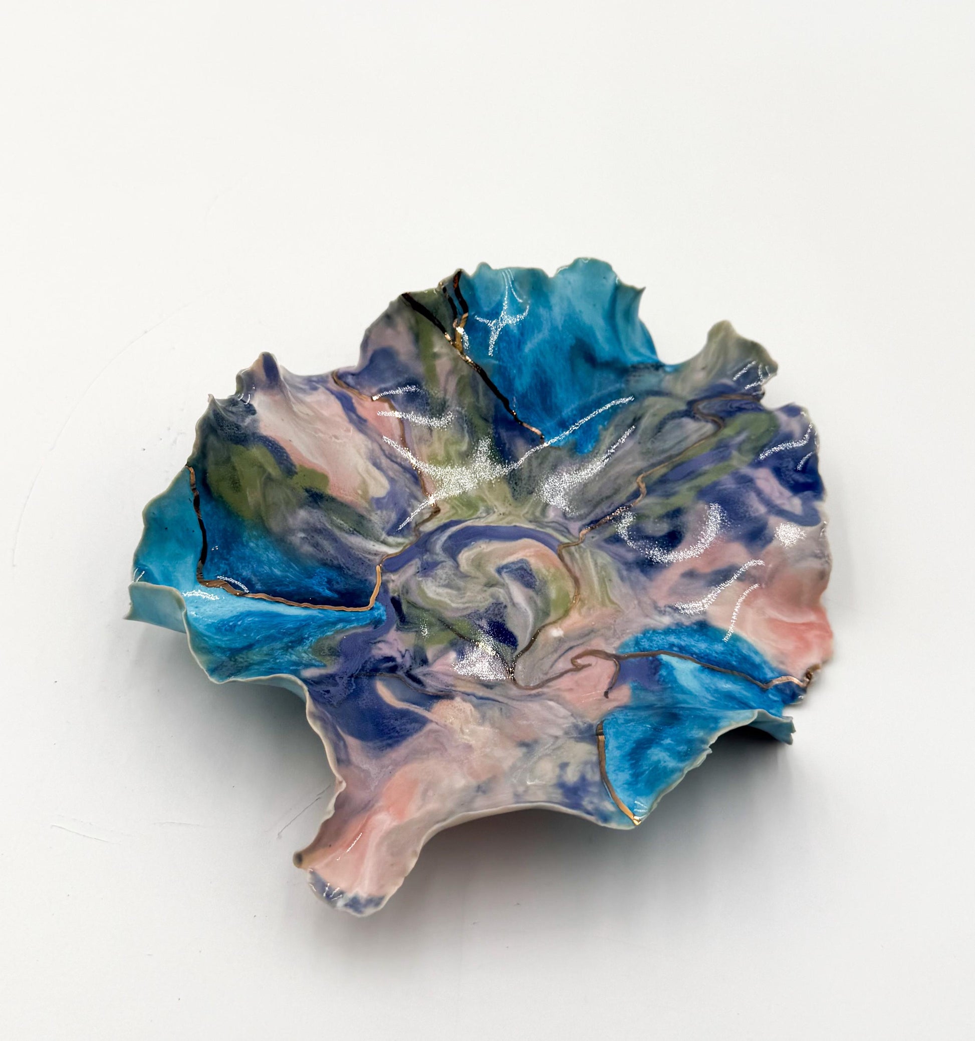 Drift of Light | Handmade Porcelain Sculptural Vessel with Gold Luster