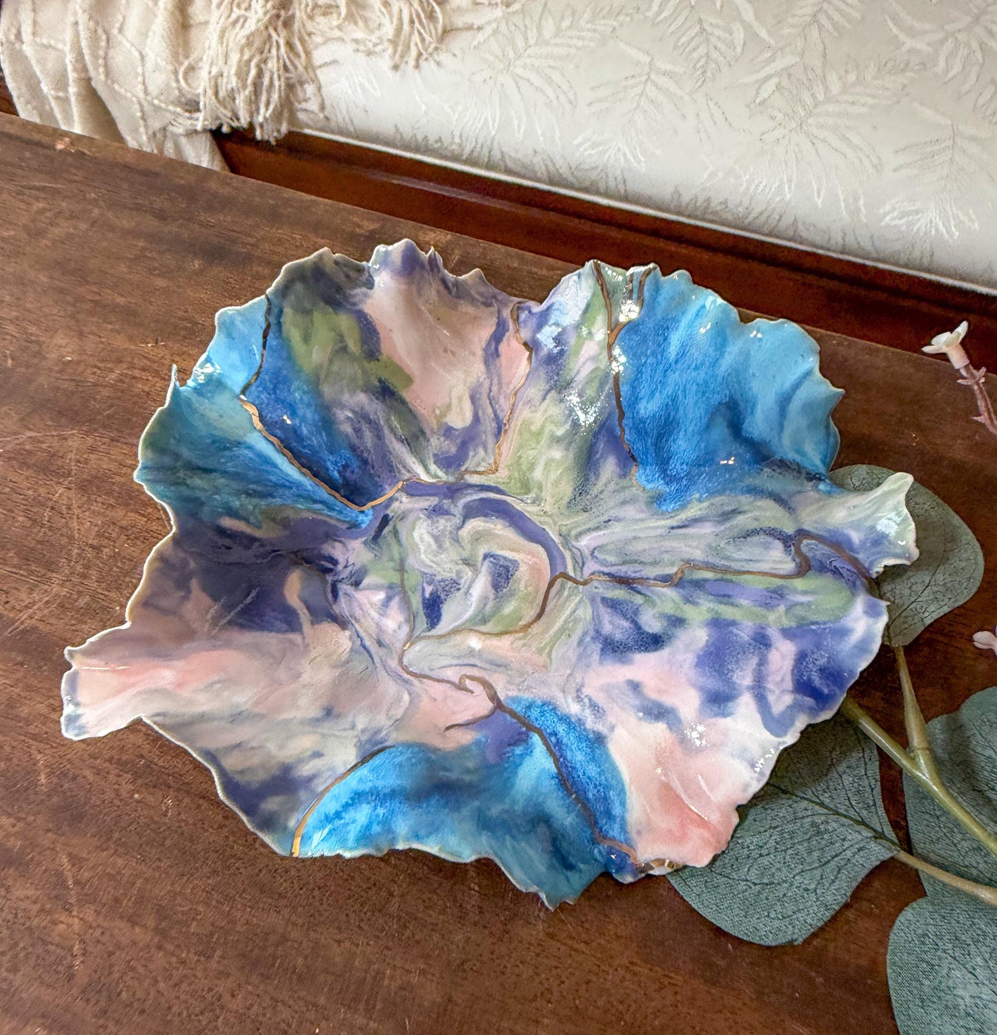 Drift of Light | Handmade Porcelain Sculptural Vessel with Gold Luster