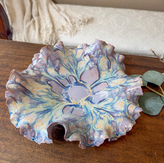Opaline Tide Bloom – Handmade Iridescent Porcelain Sculptural Bowl
