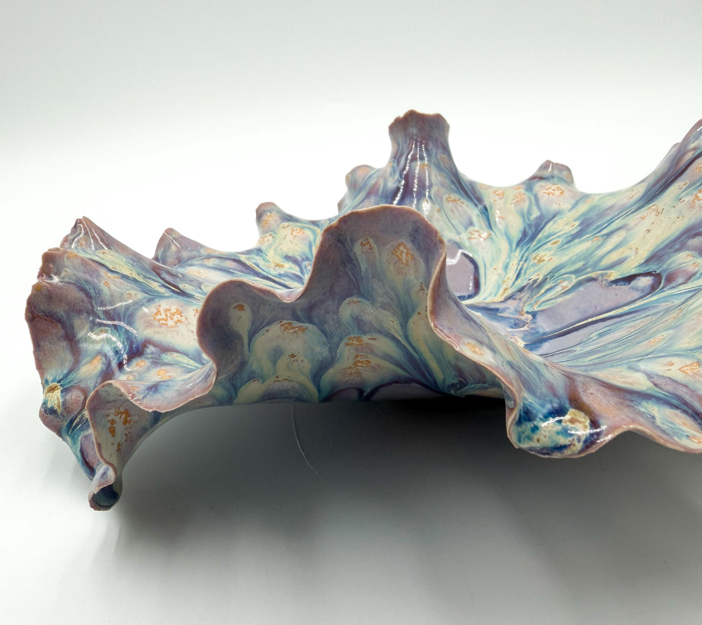 Opaline Tide Bloom – Handmade Iridescent Porcelain Sculptural Bowl