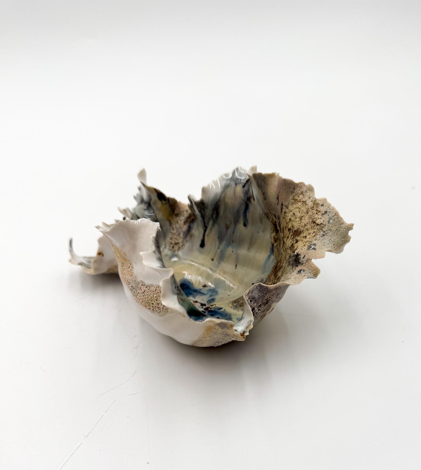 Calcified Current – Hand-Sculpted Porcelain Sculptural Bowl | One-of-a-Kind Ocean-Inspired Ceramic Art
