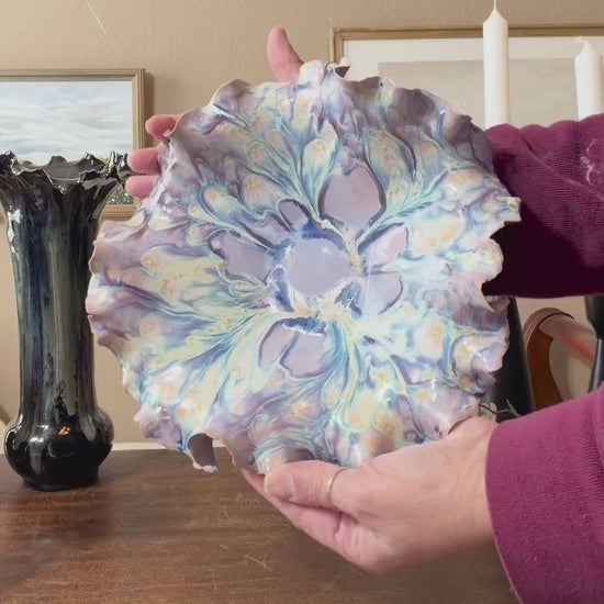 Opaline Tide Bloom – Handmade Iridescent Porcelain Sculptural Bowl